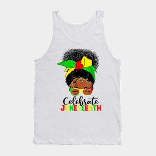 Awesome Messy Bun Juneteenth Celebrate 1865 June 19th Tank Top